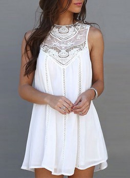   Sleeveless Lace Chiffon Dress